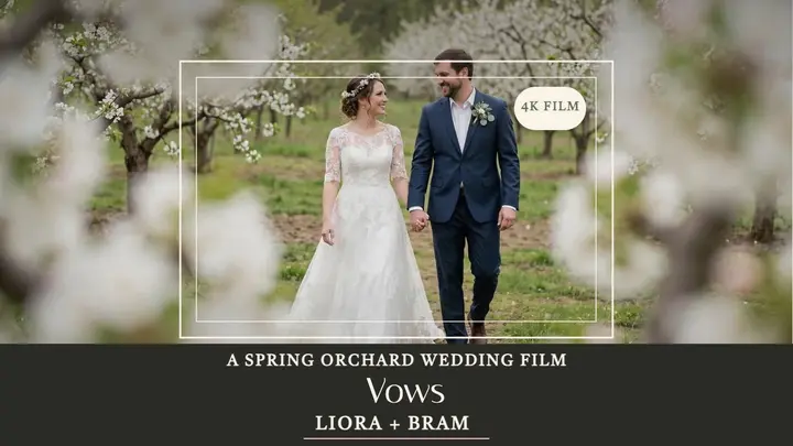 Orchard blossom vows wedding film thumbnail template