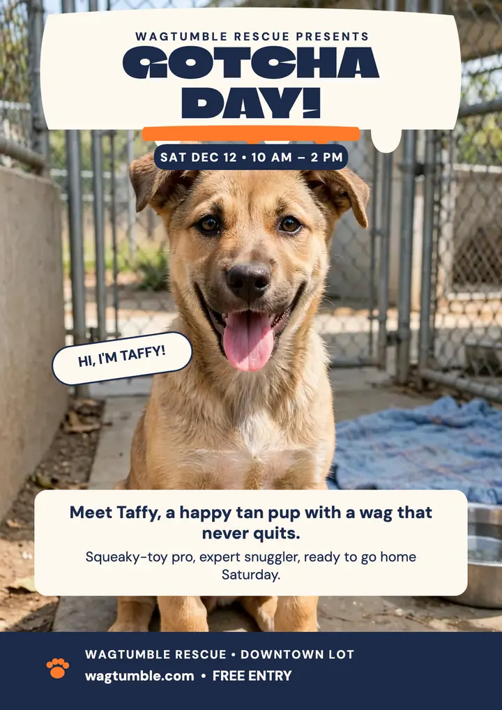 Wagtumble gotcha day puppy flyer template