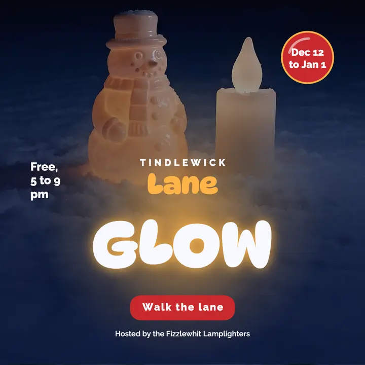 Tindlewick Lane holiday lights walk post, blow-mold glow template
