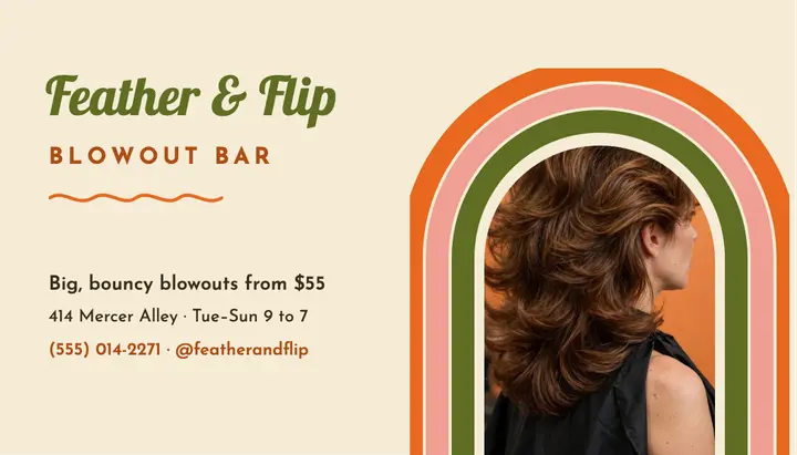 Feather & Flip blowout bar business card template