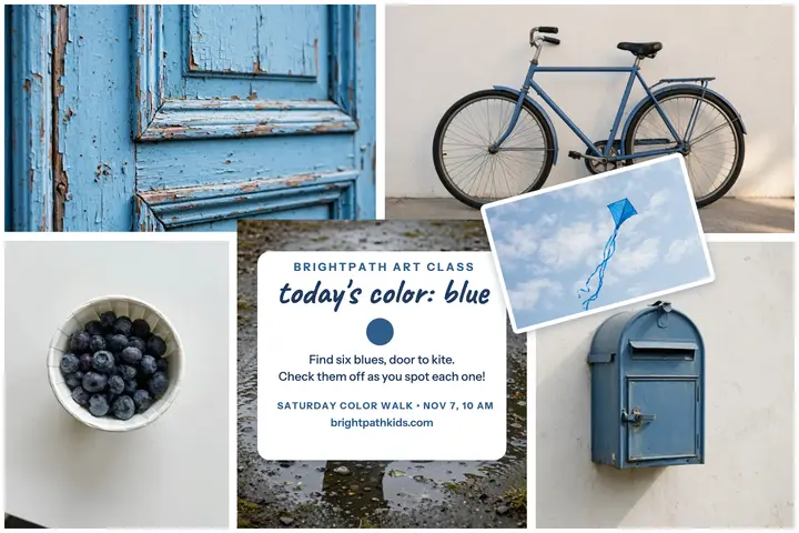 Brightpath blue color walk postcard template
