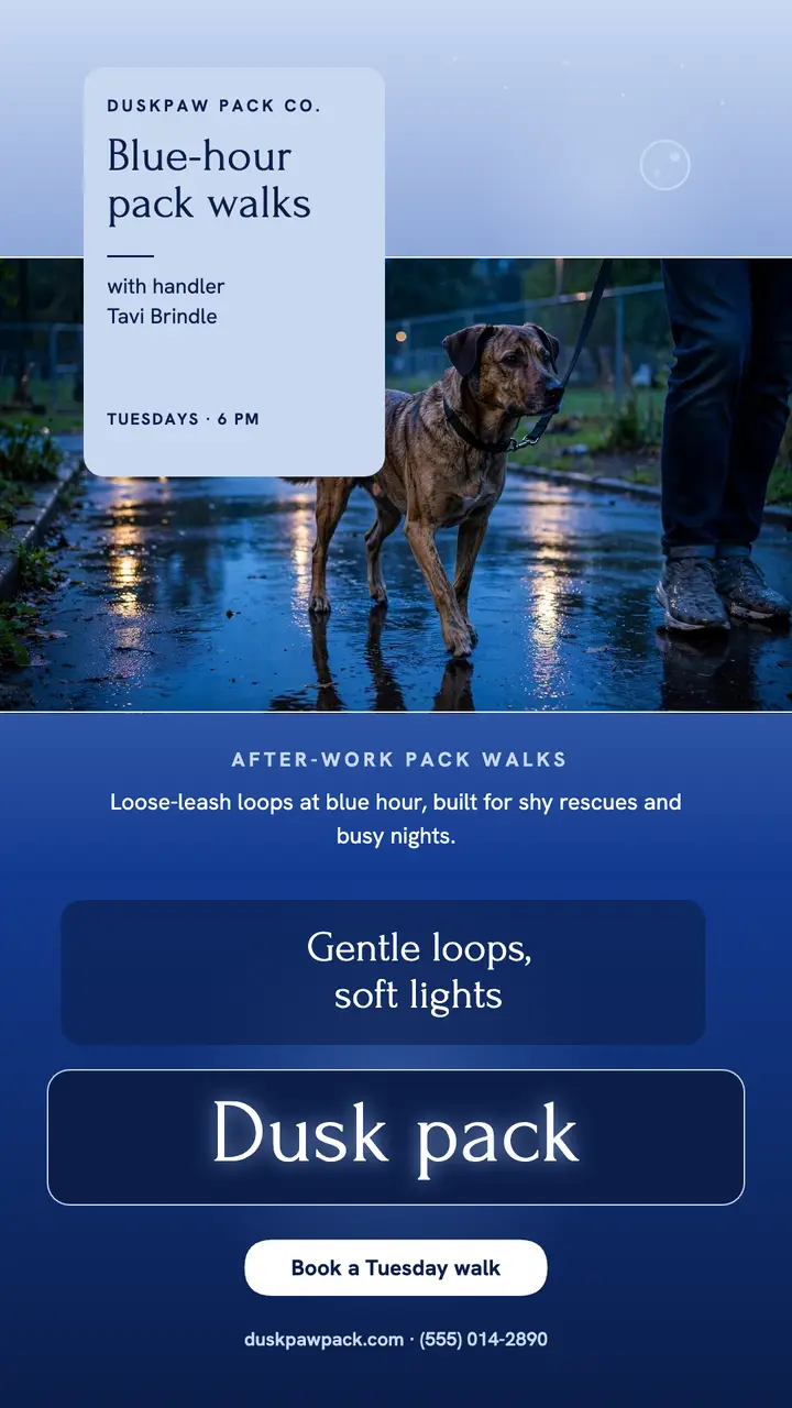 Duskpaw evening pack walk story template