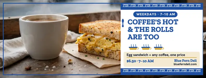 Blue Fern Deli breakfast cup cover template