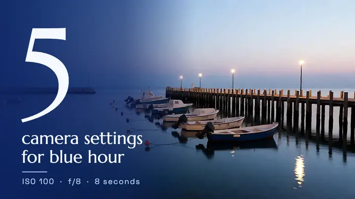 Blue hour camera settings, YouTube thumbnail template