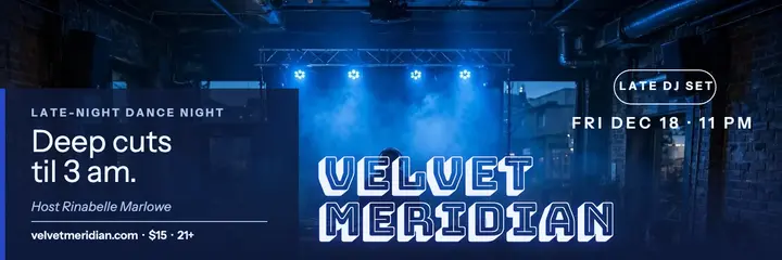 Velvet Meridian blue hour DJ night header template