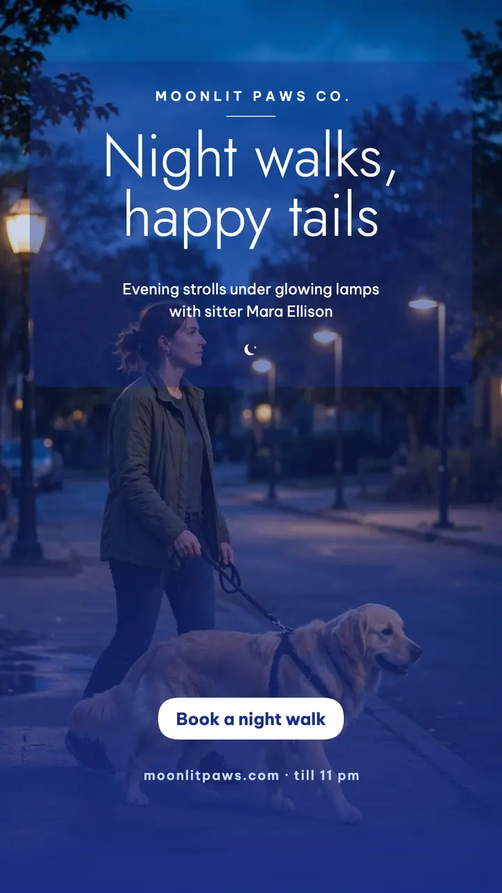 Moonlit Paws night walks story ad template