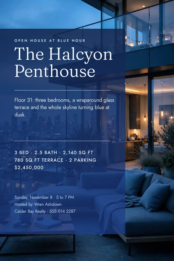 Blue hour penthouse open house template