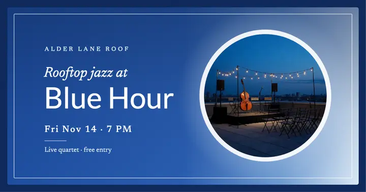 Rooftop jazz evening blue hour post template