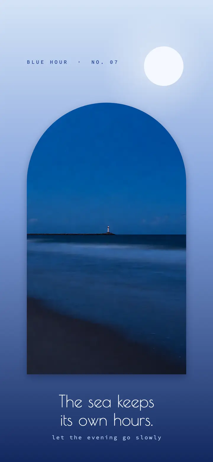 Blue hour shore quote phone wallpaper template