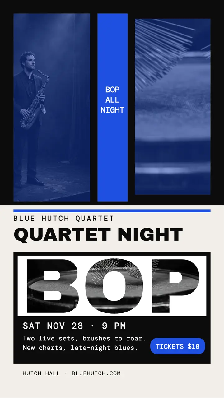 Blue Hutch Quartet gig story template