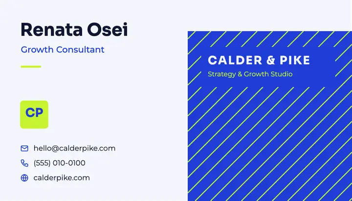 Blue and lime consultant business card template