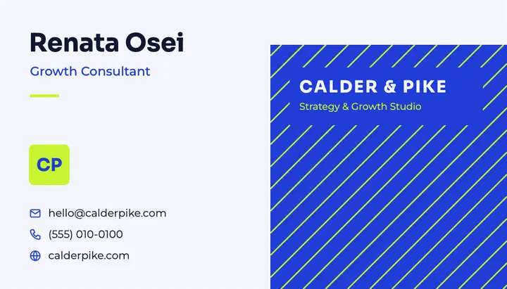 Blue and lime consultant business card template