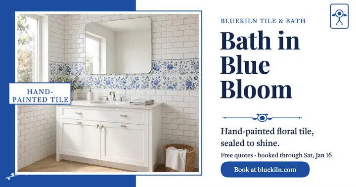 Bluekiln hand-painted tile bath post template