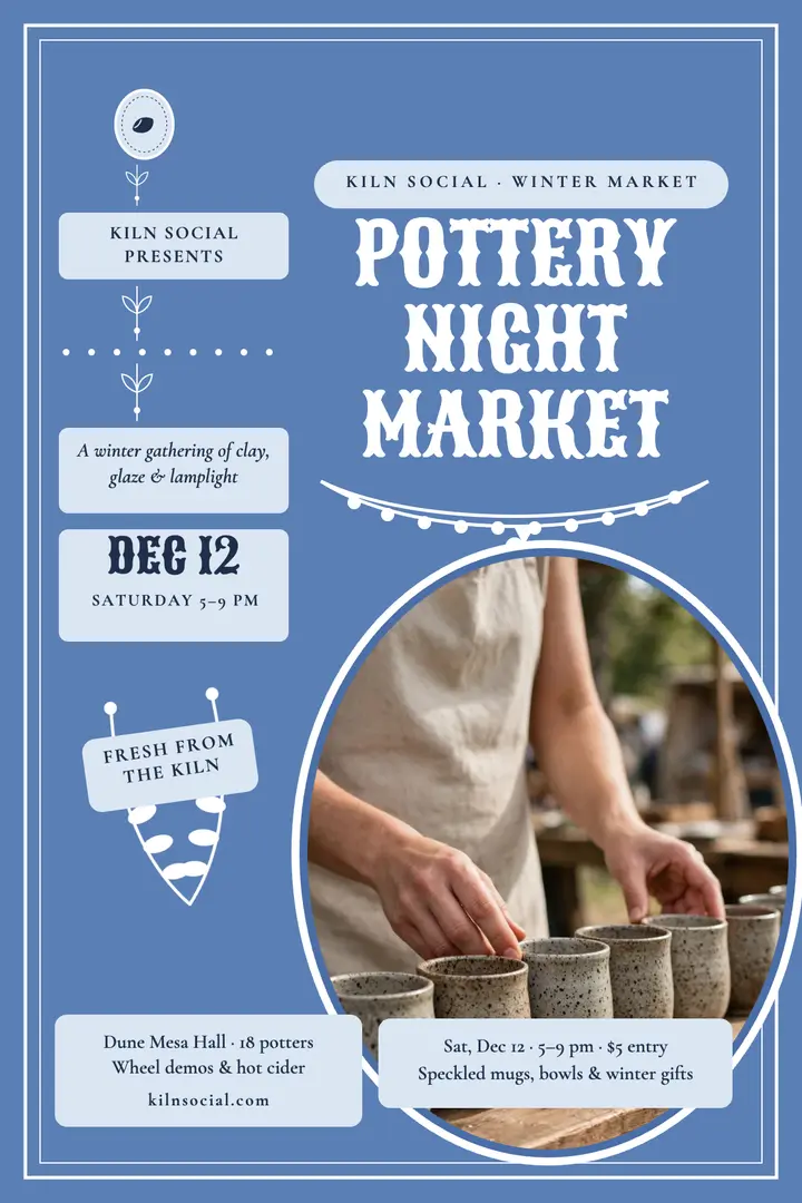 Kiln Social pottery night market poster template