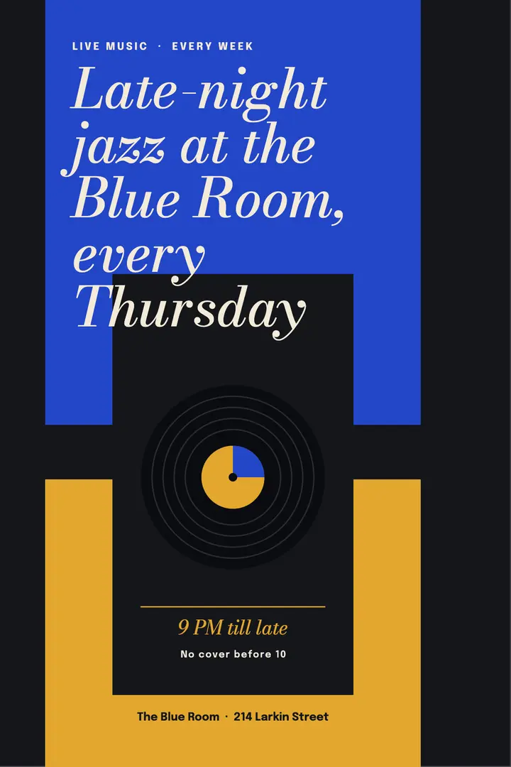Modernist jazz night poster template