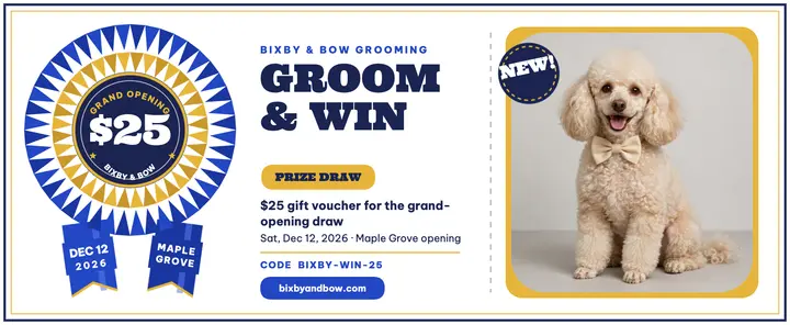 Bixby and Bow grooming prize voucher: grooming gift voucher template