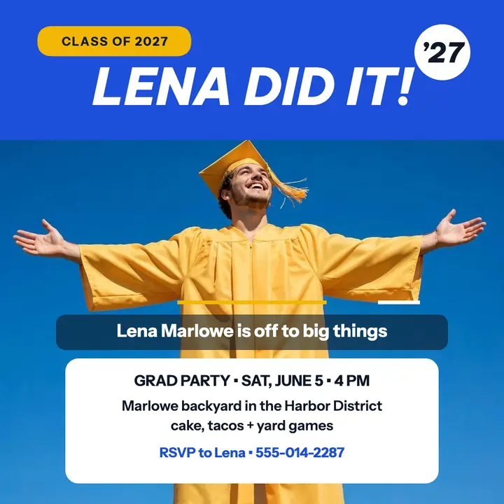 Lena Marlowe graduation party post template