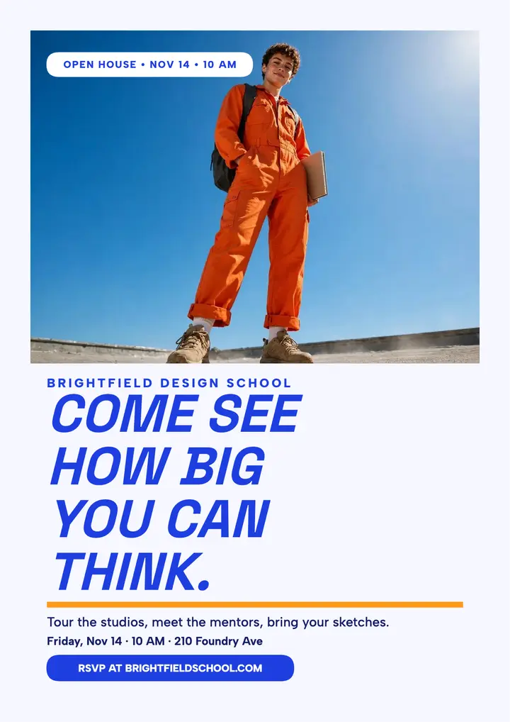 Brightfield open house flyer, blue sky template