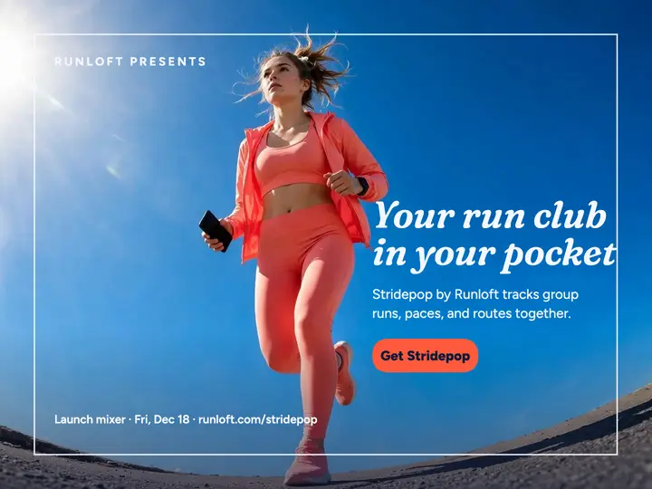 Stridepop run club app launch slide template