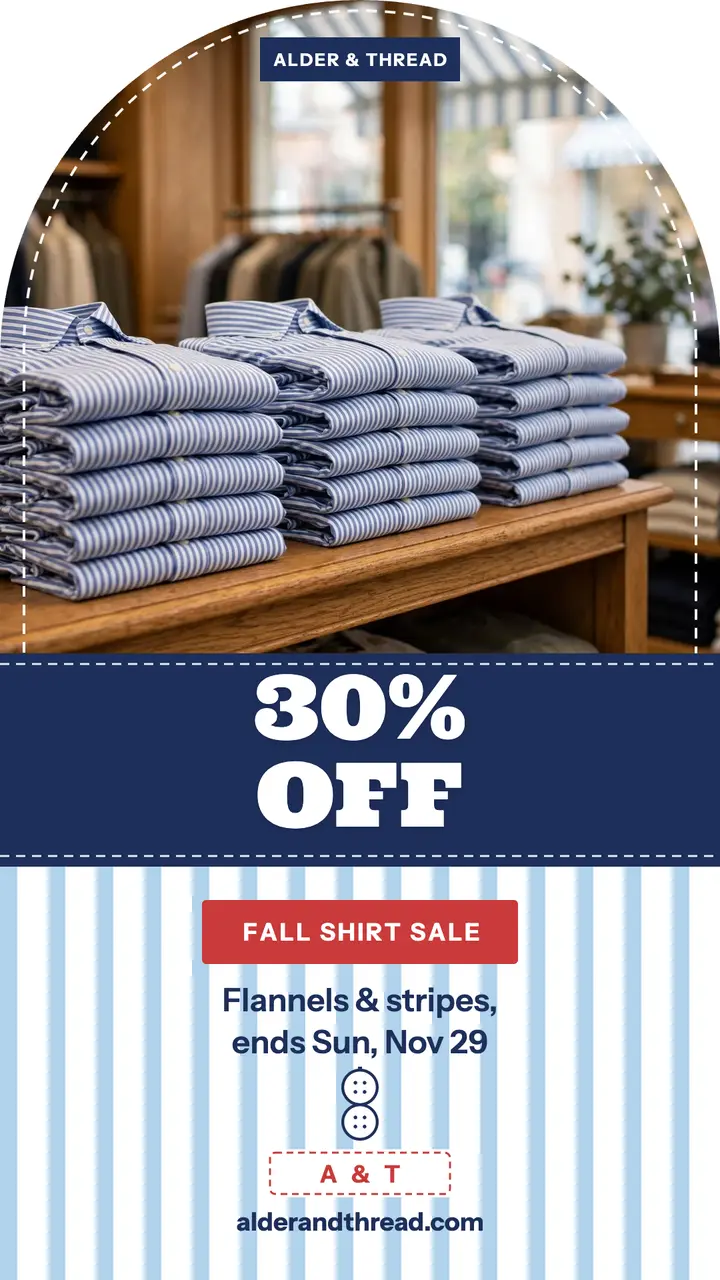 Alder and Thread fall shirt sale story template
