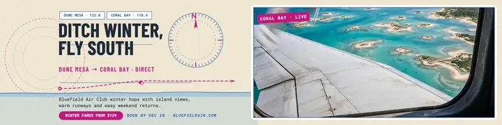 Bluefield Air winter route banner template