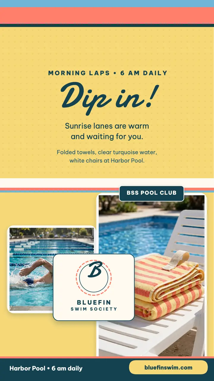 Bluefin Swim Society morning laps story template