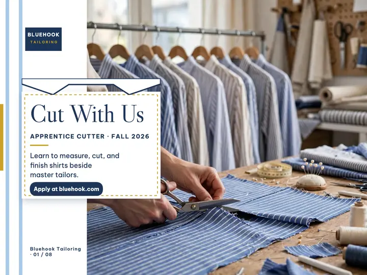 Bluehook tailor apprentice hiring slide: tailor hiring slide template
