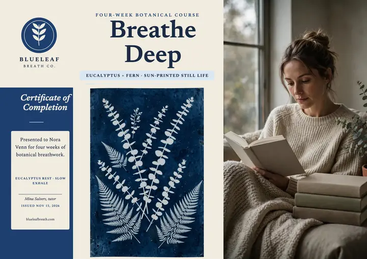 Blueleaf botanical breathwork certificate: wellness certificate template