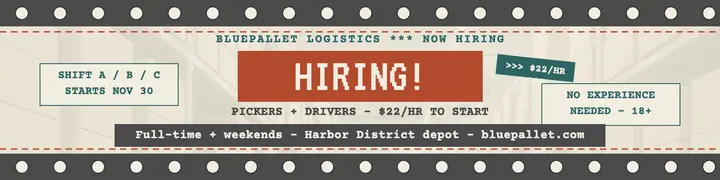 Bluepallet warehouse hiring tractor banner template