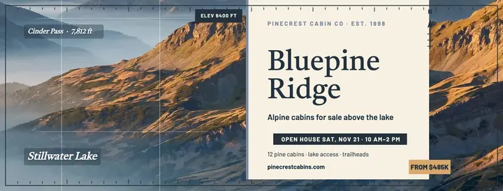 Bluepine Ridge cabins Facebook cover template