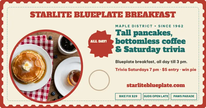 Starlite Blueplate breakfast placemat post template