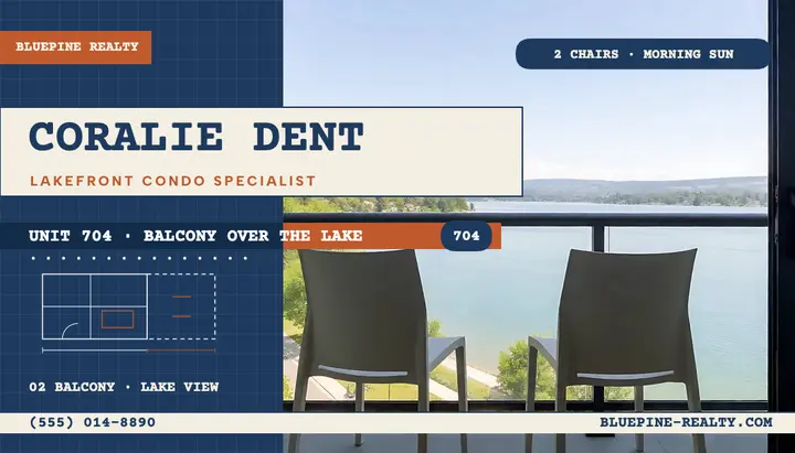 Coralie Dent lakefront condo card template