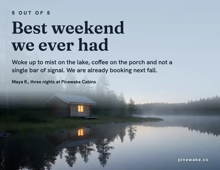 Pinewake Cabins guest review: cabin guest review flyer template