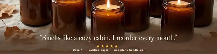 Emberlane candle review banner: candle shop customer review etsy banner template