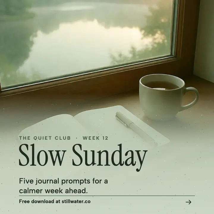 Stillwater slow Sunday journaling prompts post: journaling prompts post template