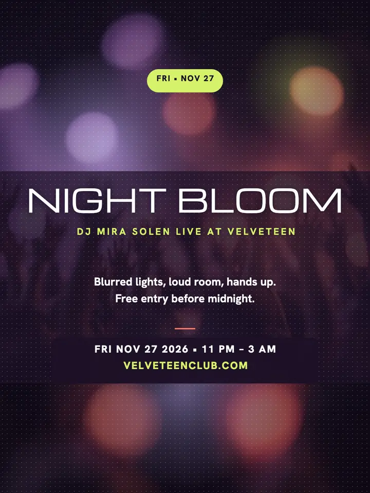 Night Bloom DJ set blurred portrait template
