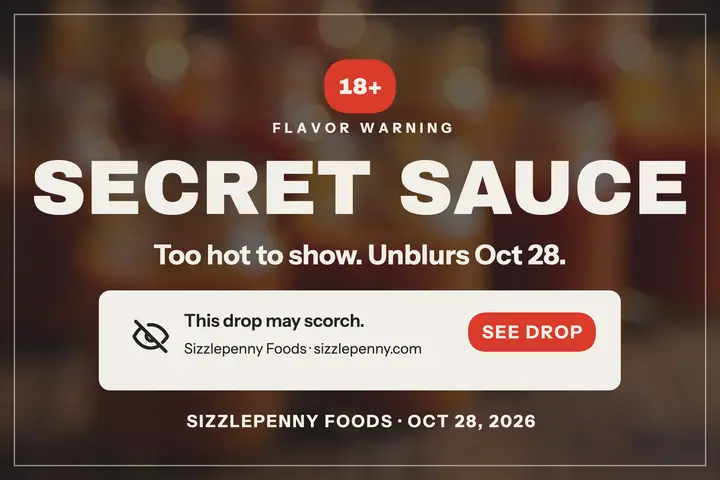 Sizzlepenny secret sauce tease postcard template