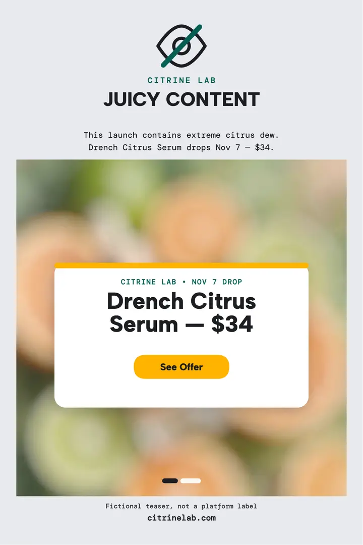 Citrine Lab blurred serum launch poster template