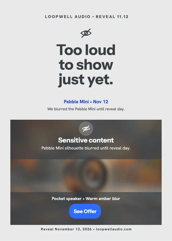 Loopwell blurred speaker reveal invitation template
