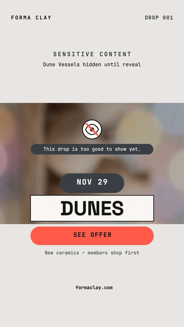Forma Clay blurred vase drop teaser template