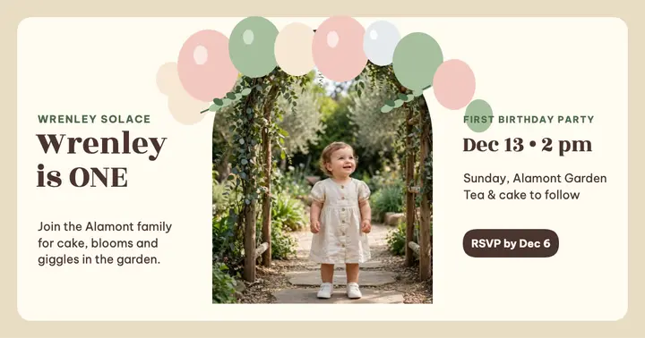 Wrenley is One blush arch birthday post template