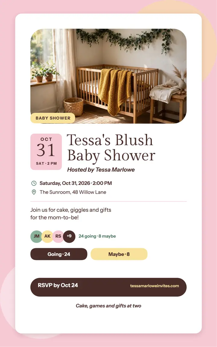 Tessa's blush baby shower invite cover template