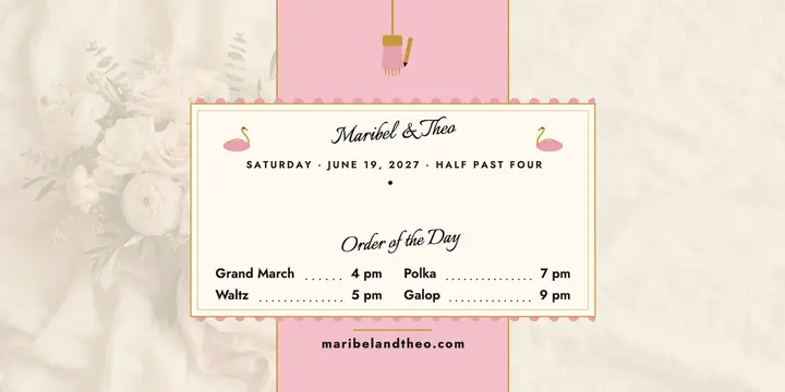 Maribel and Theo blush ball order of day template