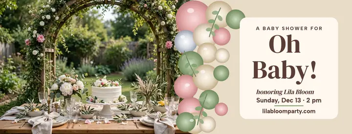 Blush balloon baby shower cover template
