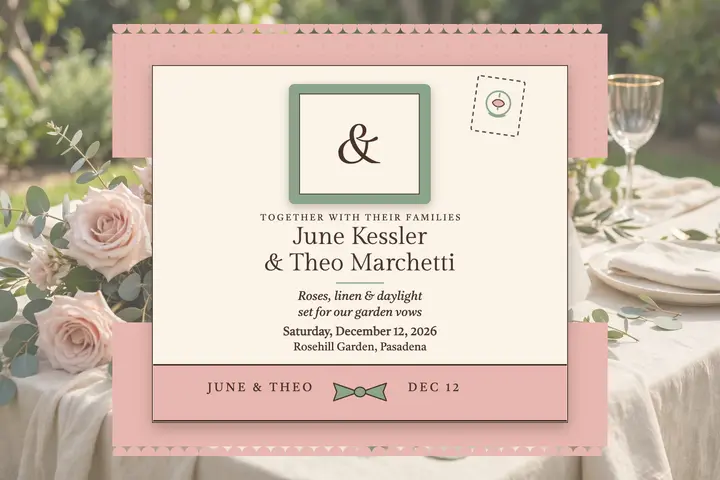 June and Theo garden invitation with belly band template