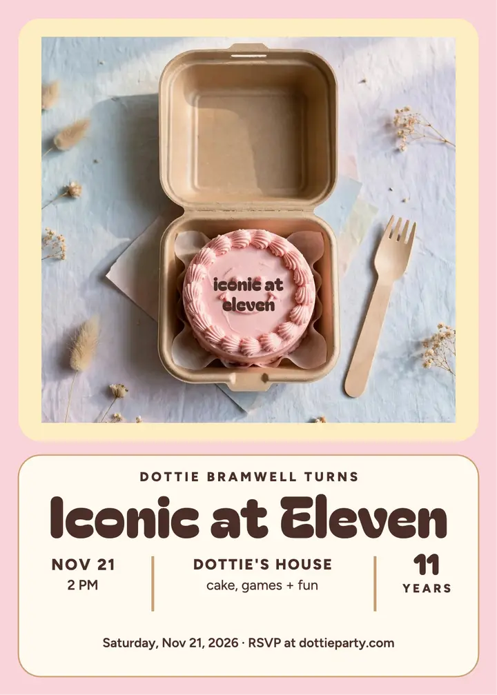Dottie bento cake birthday invitation template