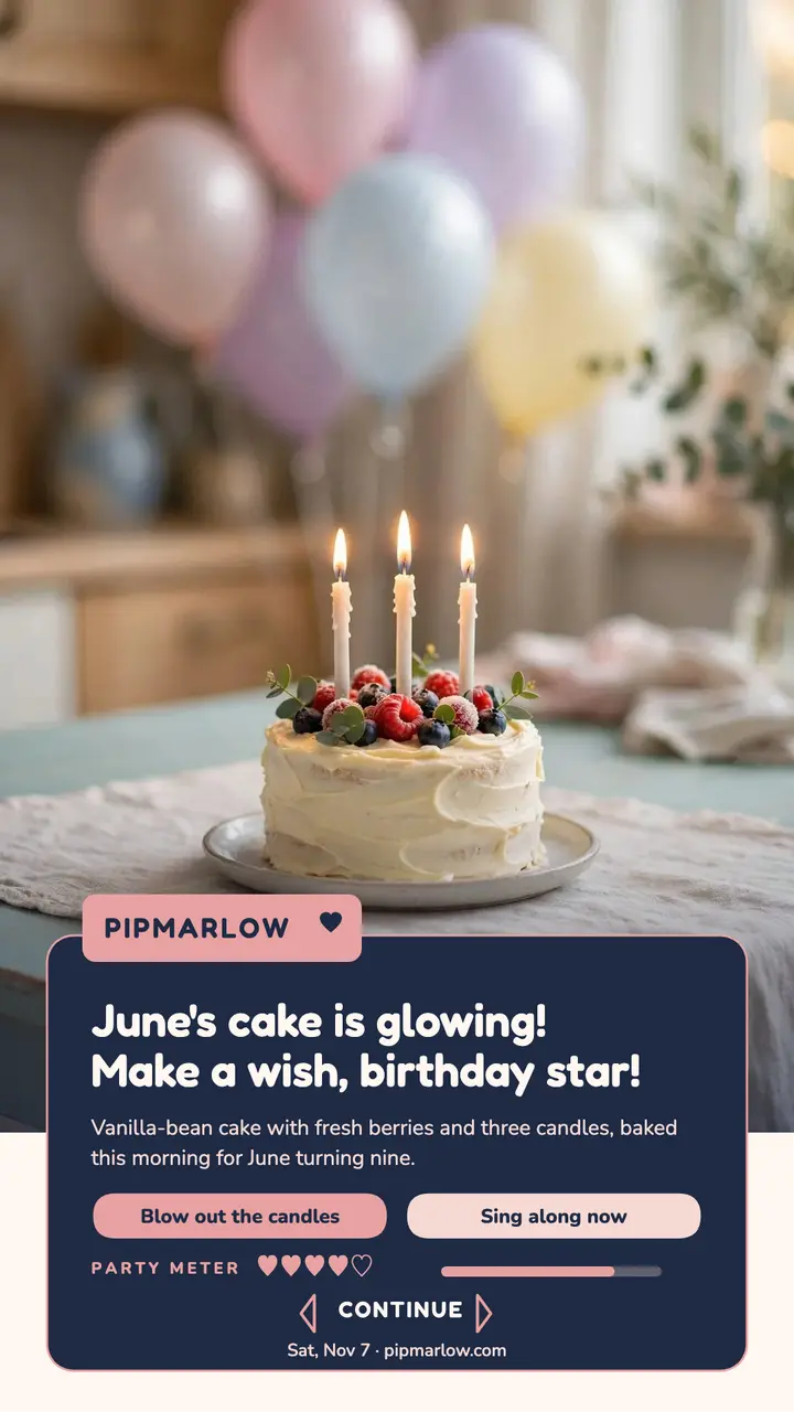 June birthday cake dialogue story template