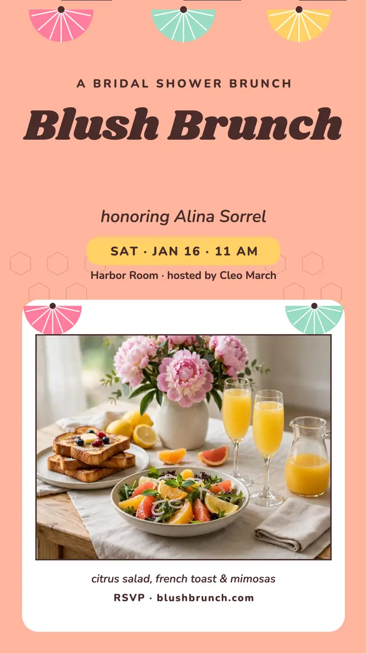 Blush brunch bridal shower story template