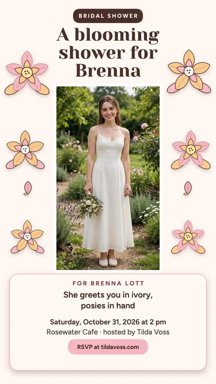 Blush bridal shower story for Brenna template