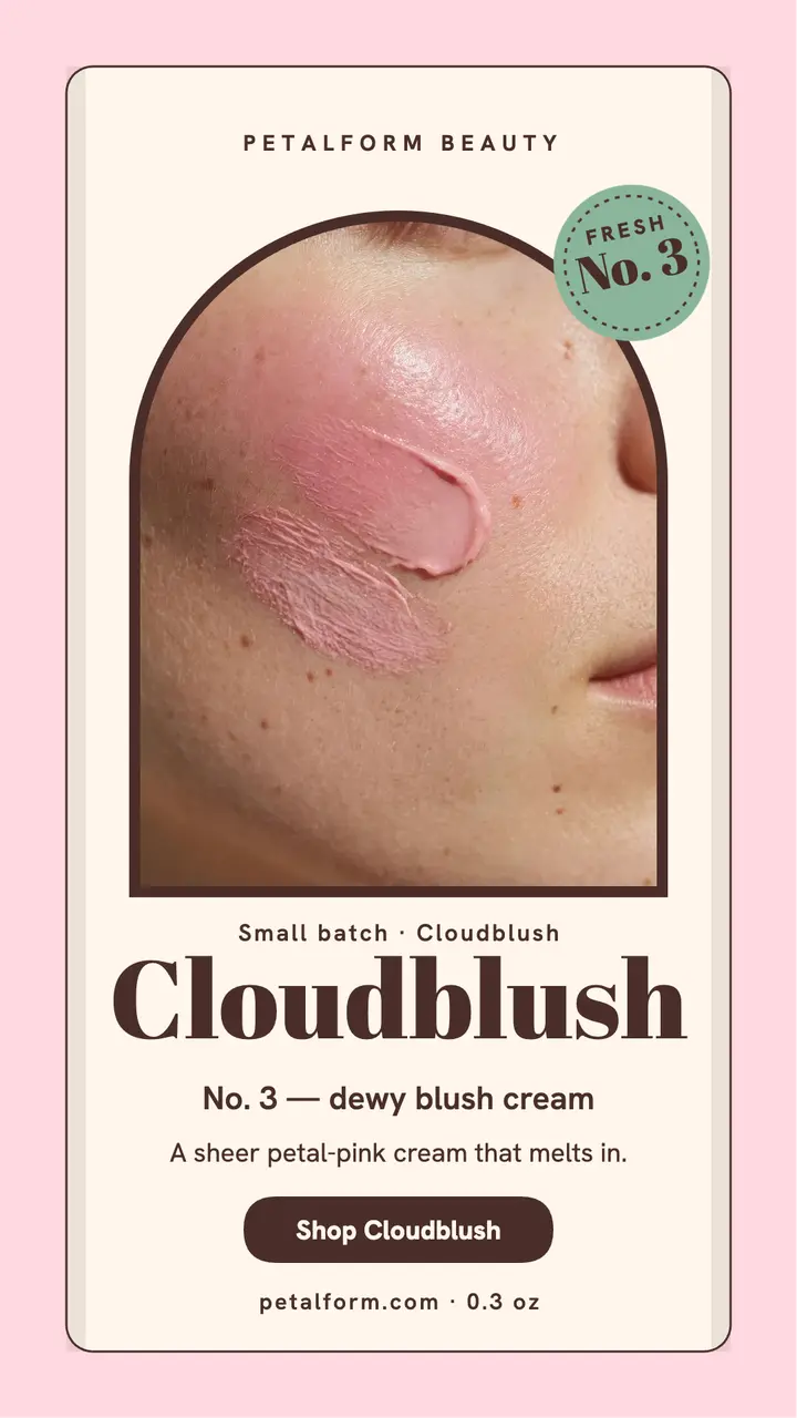Petalform Cloudblush carton story ad template